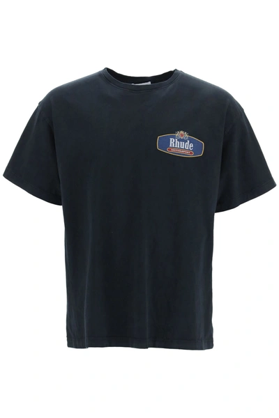 Shop Rhude Racing Crest T-shirt In Black