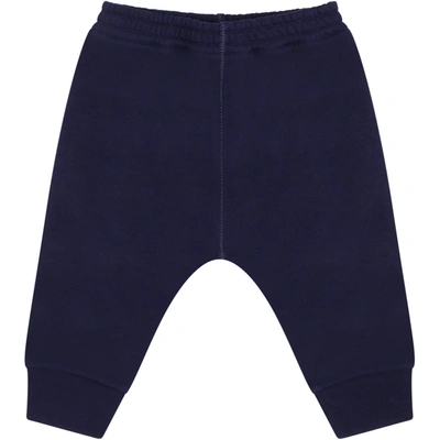 Shop Gucci Blue Sweatpants For Baby Boy With Patch Logo