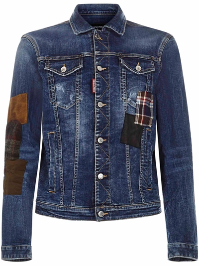 Shop Dsquared2 Patch Dan Jacket In Blue