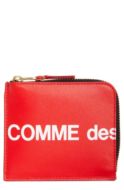 Shop Comme Des Garçons Huge Logo Half-zip Wallet In Red