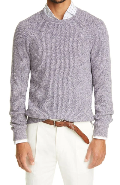 Shop Brunello Cucinelli Marled Wool Blend Sweater In Purple
