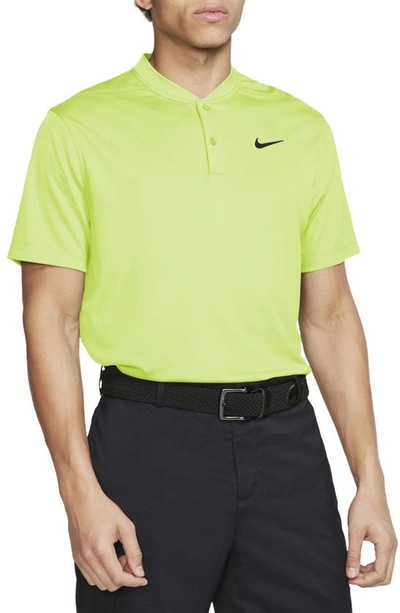 Shop Nike Golf Dri-fit Victory Blade Collar Polo In Light Lemon Twist/ Black