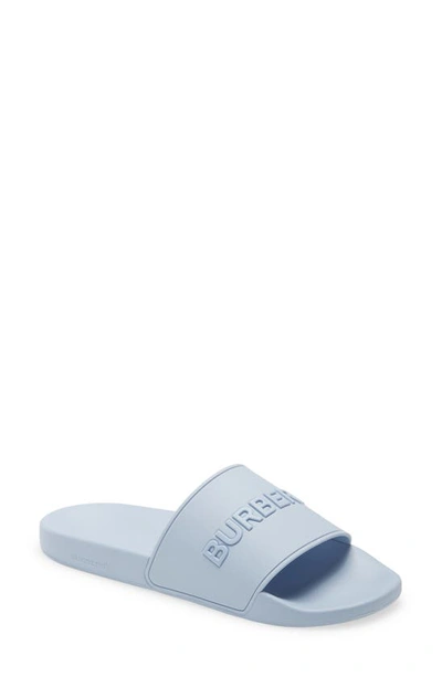Shop Burberry Furley Slide Sandal In Pale Blue