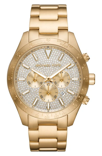 Shop Michael Michael Kors Layton Pavé Dial Chronograph Watch, 45mm In Gold