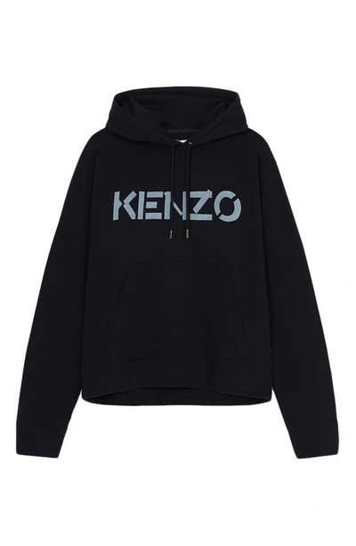 Shop Kenzo Classic Logo Organic Cotton Hoodie In Black