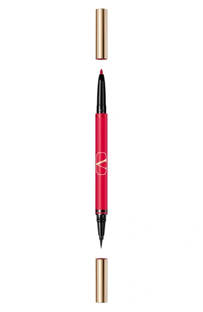 Valentino Twin Liner Gel And Liquid Eyeliner 02 Black And Rosso 0.5 ml Liner/ 0.1 G Pencil In 02 Black / Rosso