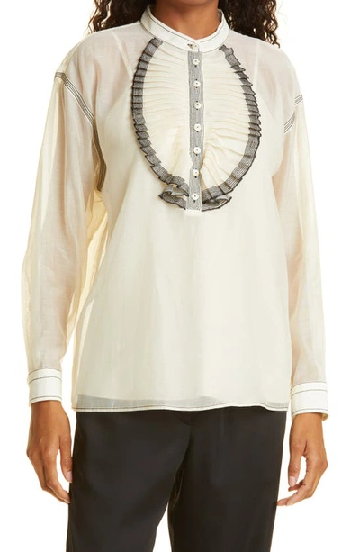 Shop Tory Burch Ruffle Front Blouse In French Cream