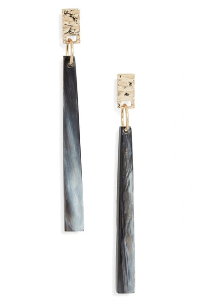 Shop Akola Horn Linear Drop Earrings In Black