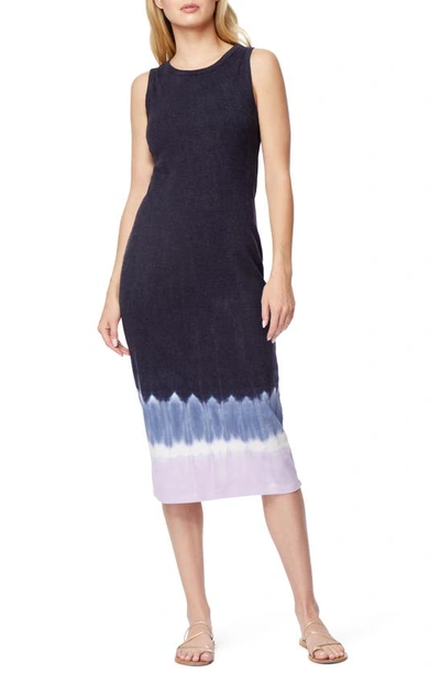 Shop C&c California C & C California Belen Ribbed Tank Dress In Indigo Fade Tie Dye