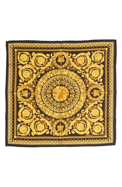 Shop Versace Barocco '91 Tribute Print Silk Scarf In Black-gold