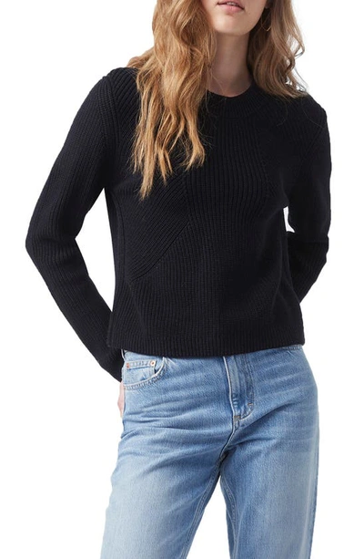 Shop French Connection Nadia Mozart Cotton Crewneck Sweater In Black
