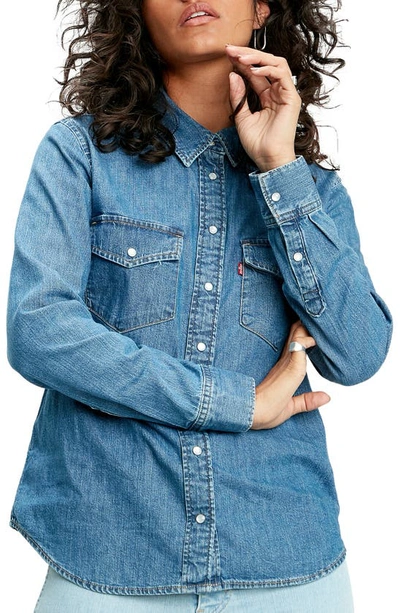 Shop Levi's Essential Western Snap-up Shirt In Going Steady 4