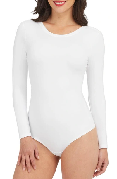 Shop Spanxr Long Sleeve Scoop Neck Bodysuit In White