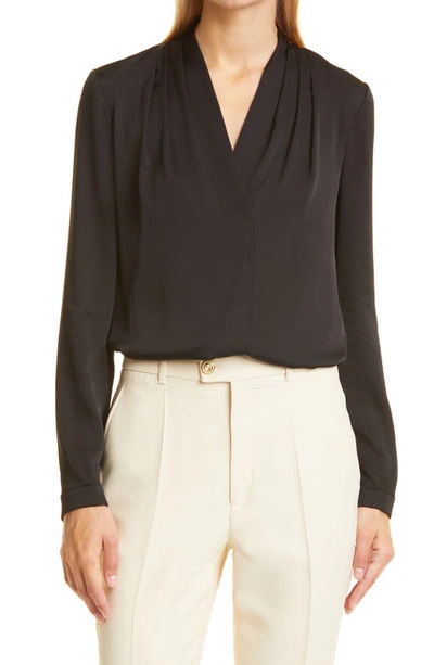 Shop Kobi Halperin Nellie Stretch Silk Georgette Top In Black