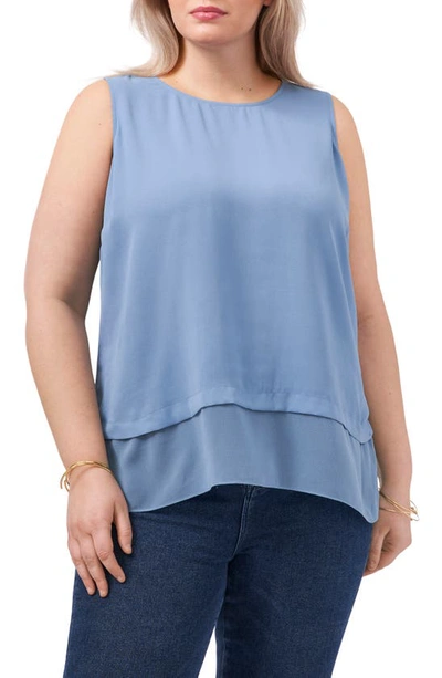 Shop Vince Camuto Layered Sleeveless Blouse In Canyon Blue