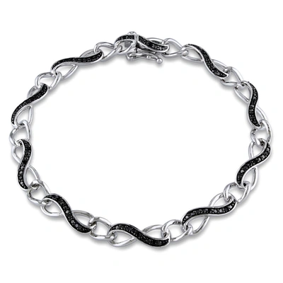 Shop Amour 1/4 Ct Tw Black Diamond Infinity Link Bracelet In Sterling Silver With Black Rhodium