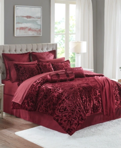 Shop Addison Park Tara 14-pc. Full Comforter Set Bedding In Wine