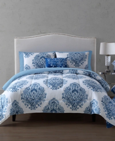 Shop Hallmart Collectibles Chandelier 12-pc Queen Reversible Comforter Set Bedding In Blue/white