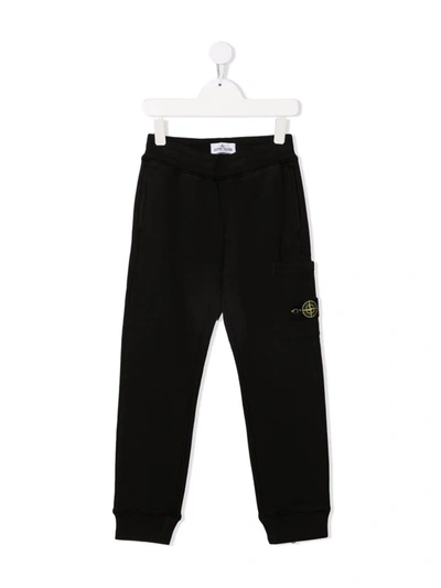 Shop Stone Island Junior Compass-patch Track Pants In Black