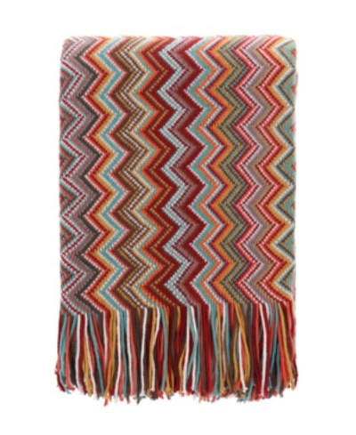 Shop Happycare Textiles Multi-color Chevron Pattern Decorative Throw, 60" X 50" In Dust Red