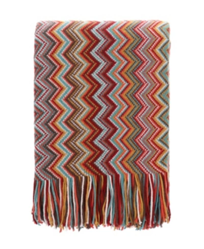 Happycare Textiles Multi-color Chevron Pattern Throw, 60" X 50" In Dust Red