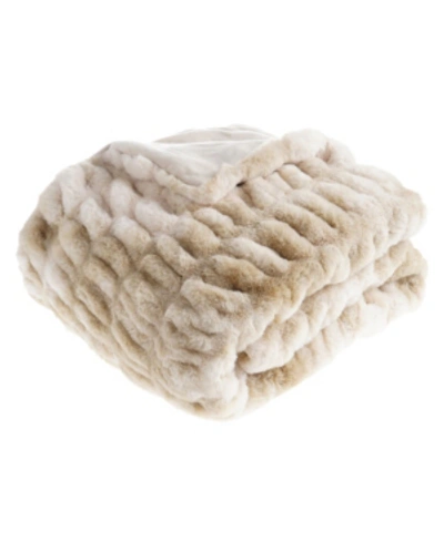 Shop Happycare Textiles High Quality Fuzzy Faux Fur Throw, 60" X 50" In Beige