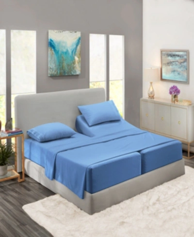 Shop Nestl Bedding Premier Collection Deep Pocket 5 Piece Bed Sheet Set, King Split In Calm Blue