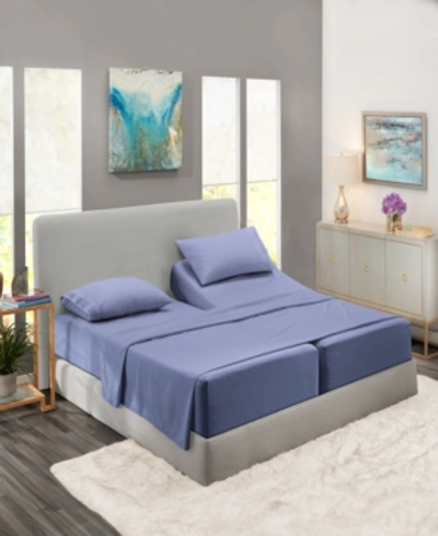 Shop Nestl Bedding Premier Collection Deep Pocket 5 Piece Bed Sheet Set, King Split In Steel Blue