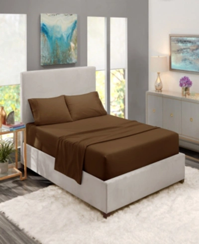 Shop Nestl Bedding Premier Collection Deep Pocket 4 Piece Bed Sheet Set, California King In Chocolate