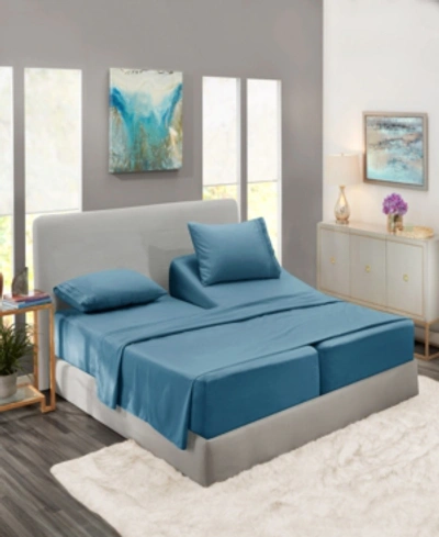 Shop Nestl Bedding Premier Collection Deep Pocket 5 Piece Bed Sheet Set, King Split In Blue Heaven