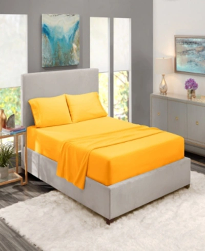 Shop Nestl Bedding Premier Collection Deep Pocket 4 Piece Bed Sheet Set, Queen In Yellow