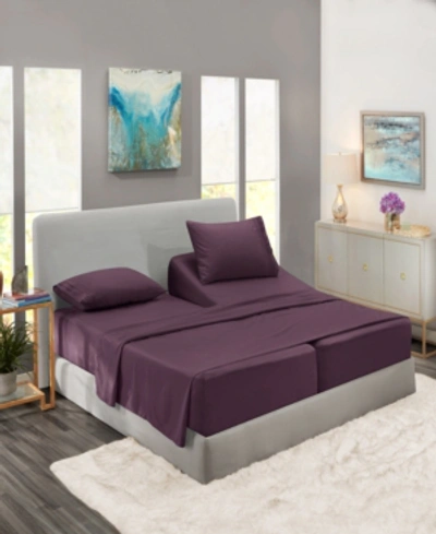 Nestl Bedding Premier Collection Deep Pocket 5 Piece Sheet Set, Split King In Eggplant Purple