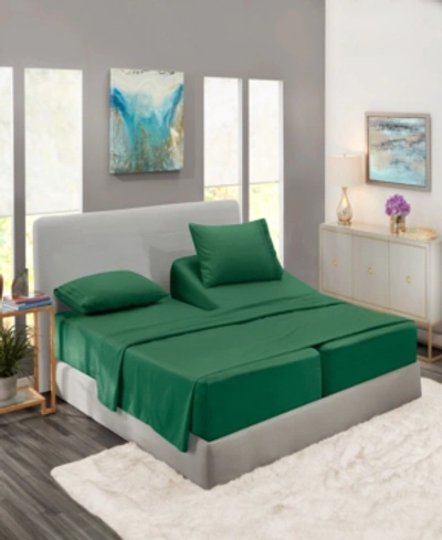 Shop Nestl Bedding Premier Collection Deep Pocket 5 Piece Bed Sheet Set, King Split In Hunter Green