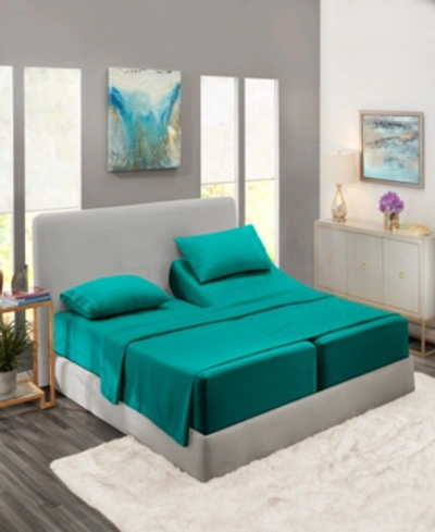 Shop Nestl Bedding Premier Collection Deep Pocket 5 Piece Bed Sheet Set, King Split In Teal Blue