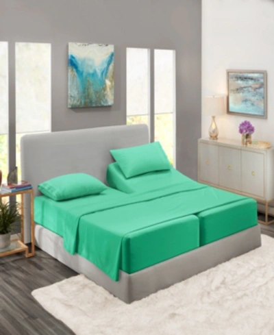 Shop Nestl Bedding Premier Collection Deep Pocket 5 Piece Bed Sheet Set, King Split In Mint Green