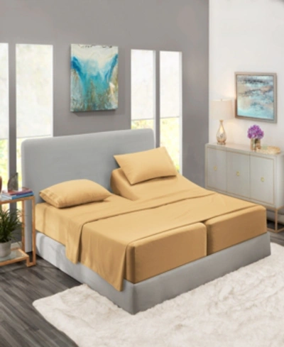 Nestl Bedding Premier Collection Deep Pocket 5 Piece Sheet Set, Split King In Camel Gold