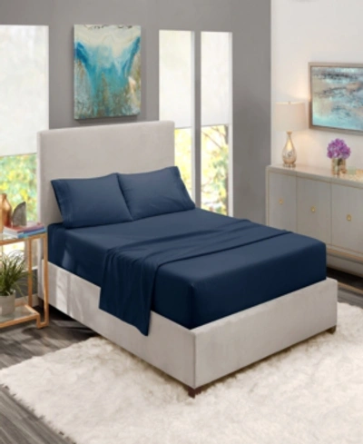 Shop Nestl Bedding Premier Collection Deep Pocket 3 Piece Bed Sheet Set, Twin In Navy Blue