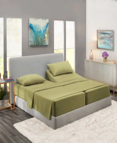 Shop Nestl Bedding Premier Collection Deep Pocket 5 Piece Bed Sheet Set, King Split In Sage Olive Green