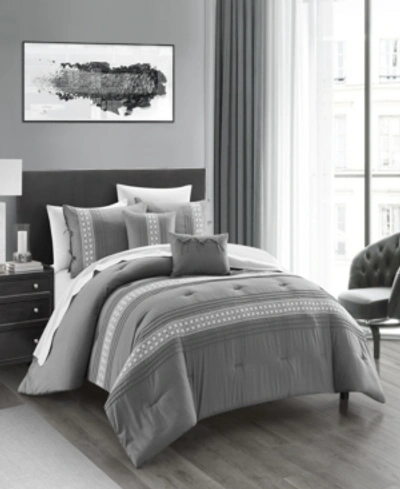Shop Chic Home Brice 9 Piece Comforter Set, Queen In Gray