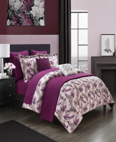 Shop Chic Home Kala 12 Piece Comforter Set, King In Purple