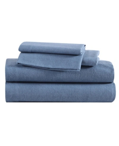 Eddie Bauer Solid 100% Cotton Brushed Flannel 4-pc. Sheet Set, Queen In Chambray Blue