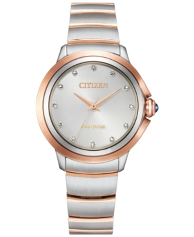 Shop Citizen Eco-drive Women's Ceci Diamond Accent Two-tone Stainless Steel Bracelet Watch 32mm