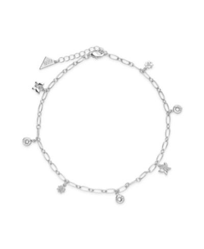 Shop Sterling Forever Women's Butterfly And Blossom Anklet In Silver