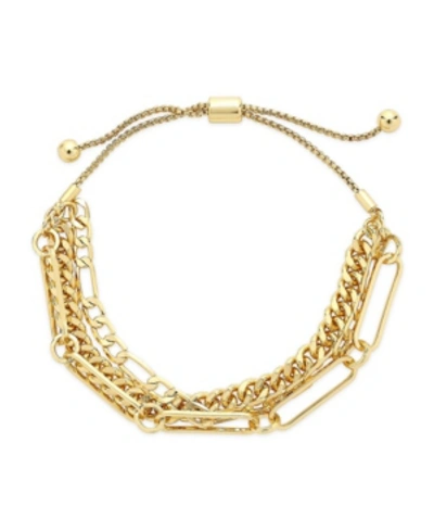Shop Sterling Forever Women's Layered Chain Bolo Bracelet In 14k Gold Plated