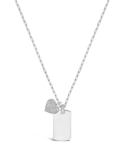 Shop Sterling Forever Women's Tag And Cubic Zirconia Heart Pendant Necklace In Silver-tone