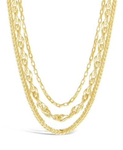 Shop Sterling Forever Women's Triple Layer Bold Chain Necklace In 14k Gold Plated