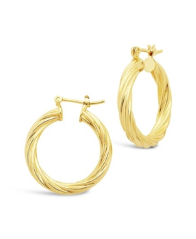 Shop Sterling Forever Women's Twisted Hollow Hoop Earrings In 14k Gold Plated