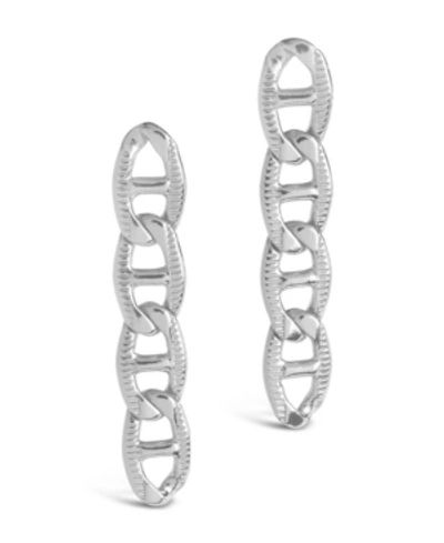 Shop Sterling Forever Women's Anchor Chain Dangle Earrings In Silver
