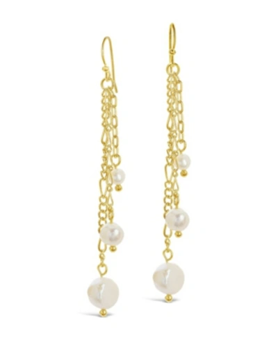 Shop Sterling Forever Women's Mixed Chain Link Pearl Dangle Earrings In 14k Gold Plated