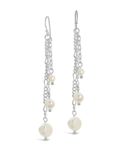 Shop Sterling Forever Women's Mixed Chain Link Pearl Dangle Earrings In Silver-tone